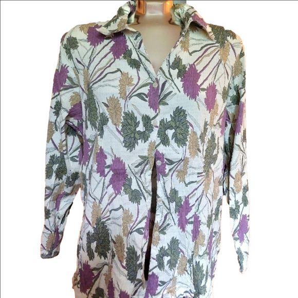 Cotton Ginny Plus Tops - Cotton Ginny Plus Cotton Floral Shirt, Size Medium